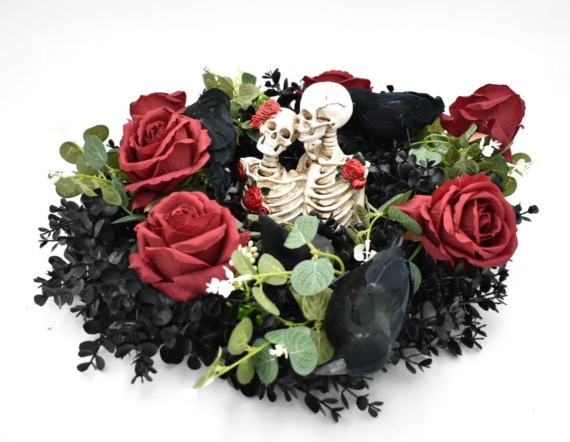 couronne halloween noire et rouge